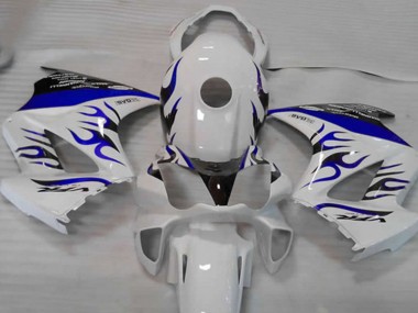 Custom 2002-2013 Honda VFR 800 Motorcycle Fairings - White Blue Flame