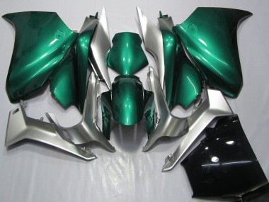 Custom 2010-2014 Honda VFR 1200 Motorcycle Fairings - Silver Seafoam Green