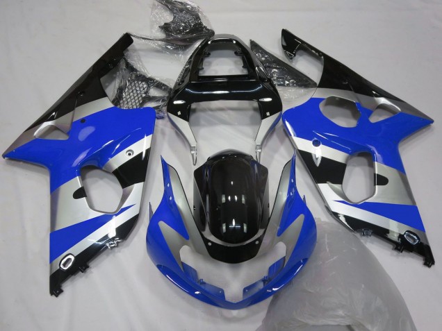 2000-2002 Suzuki GSXR 1000 Motorcycle Fairings - Blue Silver Black OEM Style