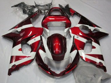 Custom 2000-2002 Suzuki GSXR 1000 Motorcycle Fairings - White Red
