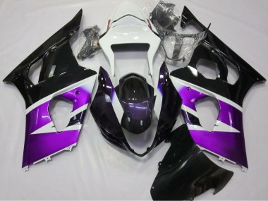 Custom 2003-2004 Suzuki GSXR 1000 Motorcycle Fairings - Purple White Glossy Black