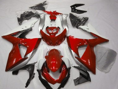 Custom 2009-2016 Suzuki GSXR 1000 Motorcycle Fairings - White Silver Red