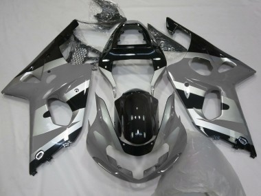 Custom 2000-2002 Suzuki GSXR 1000 Motorcycle Fairings - Grey Silver Glossy Black OEM Style
