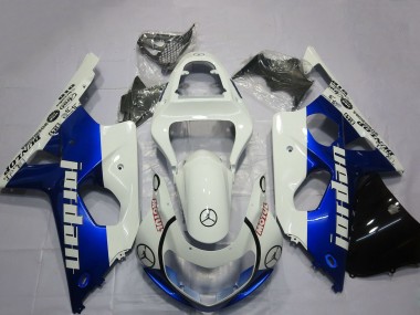Custom 2000-2002 Suzuki GSXR 1000 Motorcycle Fairings - White Blue Jordan