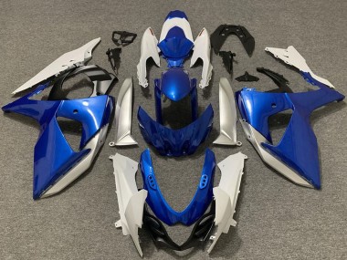 Custom 2009-2016 Suzuki GSXR 1000 Motorcycle Fairings - White Silver Blue
