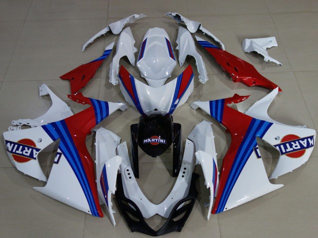 2009-2016 Suzuki GSXR 1000 Motorcycle Fairings - White Blue Red Martini