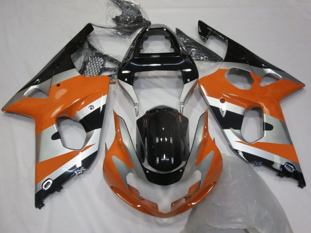 2000-2002 Suzuki GSXR 1000 Motorcycle Fairings - Orange Silver Glossy Black OEM Style