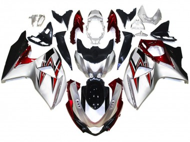 Custom 2009-2016 Suzuki GSXR 1000 Motorcycle Fairings - Silver Red Black