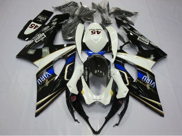 2005-2006 Suzuki GSXR 1000 Motorcycle Fairings - White Blue Black Yellow Viru