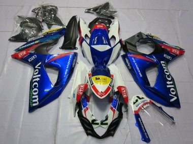 Custom 2009-2016 Suzuki GSXR 1000 Motorcycle Fairings - White Blue Yellow Red Voltcom 22