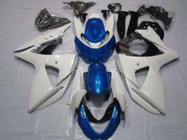 Custom 2009-2016 Suzuki GSXR 1000 Motorcycle Fairings - White Blue