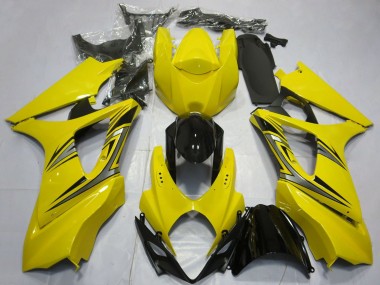 Custom 2007-2008 Suzuki GSXR 1000 Motorcycle Fairings - Yellow Glossy Black OEM Style