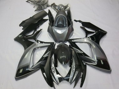 Custom 2006-2007 Suzuki GSXR 600 / GSXR 750 Motorcycle Fairings - Grey Glossy Black Stripe