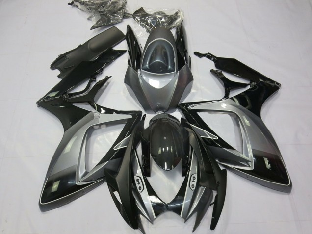 2006-2007 Suzuki GSXR 600 / GSXR 750 Motorcycle Fairings - Grey Glossy Black Stripe