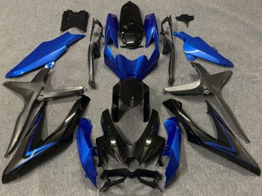 Custom 2008-2010 Suzuki GSXR 600 / GSXR 750 Motorcycle Fairings - Blue Grey Glossy Black