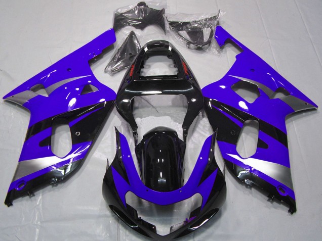 2001-2003 Suzuki GSXR 600 / GSXR 750 Motorcycle Fairings - Blue Silver Glossy Black OEM Style