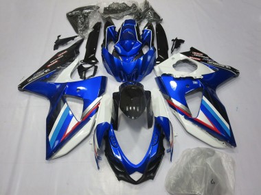 Custom 2008-2010 Suzuki GSXR 600 / GSXR 750 Motorcycle Fairings - Blue White Glossy Black Red