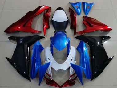 Custom 2011-2024 Suzuki GSXR 600 / GSXR 750 Motorcycle Fairings - White Blue Red Black