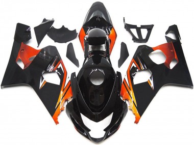 Custom 2004-2005 Suzuki GSXR 600 / GSXR 750 Motorcycle Fairings - Glossy Black Orange OEM Style