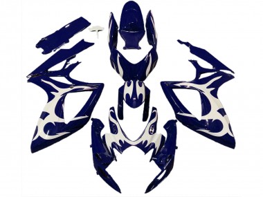 Custom 2006-2007 Suzuki GSXR 600 / GSXR 750 Motorcycle Fairings - Dark Blue White Design