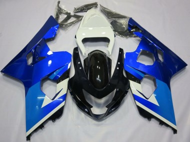 Custom 2004-2005 Suzuki GSXR 600 / GSXR 750 Motorcycle Fairings - White Blue Black