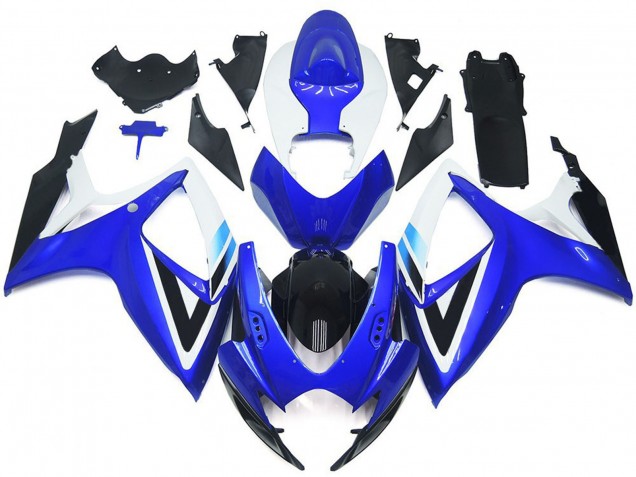 2006-2007 Suzuki GSXR 600 / GSXR 750 Motorcycle Fairing Kits - White Blue Glossy Black OEM Style