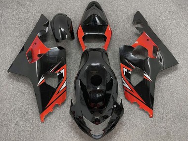 Custom 2004-2005 Suzuki GSXR 600 / GSXR 750 Motorcycle Fairings - Glossy Black Red