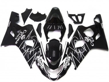 Custom 2004-2005 Suzuki GSXR 600 / GSXR 750 Motorcycle Fairings - Glossy Black White Corona Style