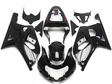 Custom 2001-2003 Suzuki GSXR 600 / GSXR 750 Motorcycle Fairings - Glossy Black Silver