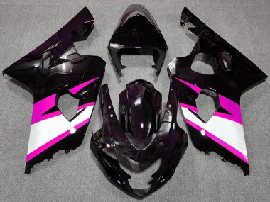 Custom 2004-2005 Suzuki GSXR 600 / GSXR 750 Motorcycle Fairings - Glossy Black Pink White