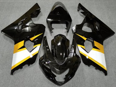 Custom 2004-2005 Suzuki GSXR 600 / GSXR 750 Motorcycle Fairings - Glossy Black Yellow White