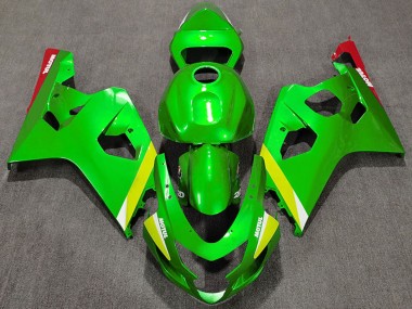 Custom 2004-2005 Suzuki GSXR 600 / GSXR 750 Motorcycle Fairings - Green Yellow White