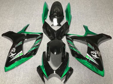 Custom 2006-2007 Suzuki GSXR 600 / GSXR 750 Motorcycle Fairings - Green Glossy Black