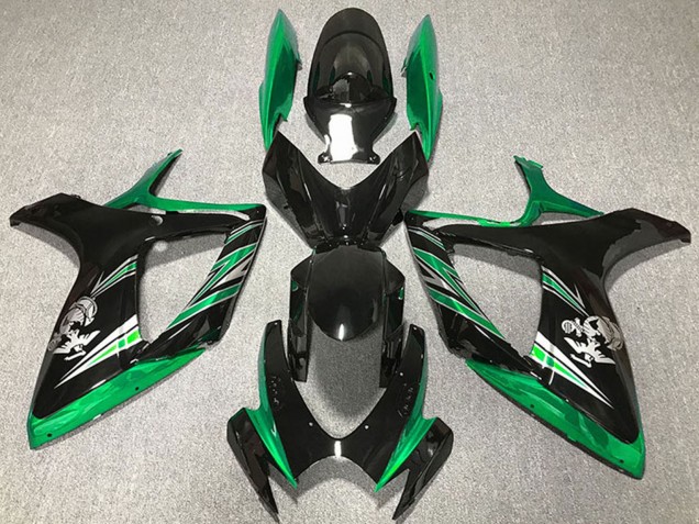 2006-2007 Suzuki GSXR 600 / GSXR 750 Motorcycle Fairings - Green Glossy Black
