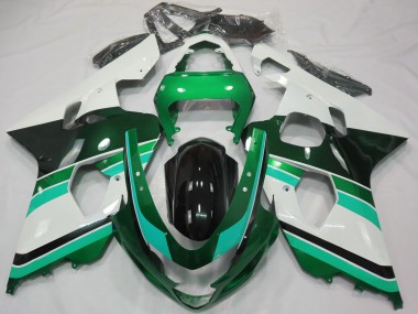 Custom 2004-2005 Suzuki GSXR 600 / GSXR 750 Motorcycle Fairings - Glossy Green Green White