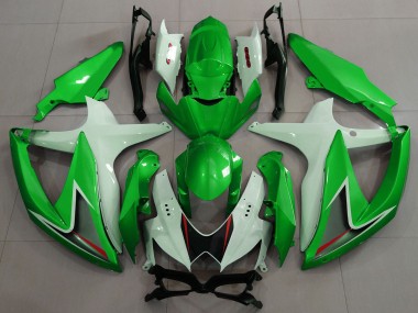 Custom 2008-2010 Suzuki GSXR 600 / GSXR 750 Motorcycle Fairings - White Green Black Red
