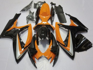 Custom 2006-2007 Suzuki GSXR 600 / GSXR 750 Motorcycle Fairing - Orange Glossy Black