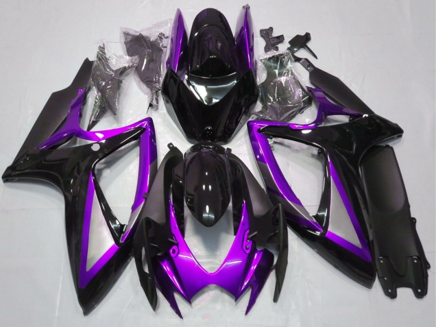 2006-2007 Suzuki GSXR 600 / GSXR 750 Motorcycle Fairings - Purple Glossy Black Matte Black