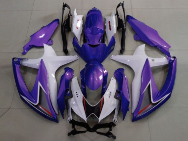Custom 2008-2010 Suzuki GSXR 600 / GSXR 750 Motorcycle Fairings - White Purple Black