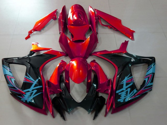 2006-2007 Suzuki GSXR 600 / GSXR 750 Motorcycle Fairings - Red Black Light Blue