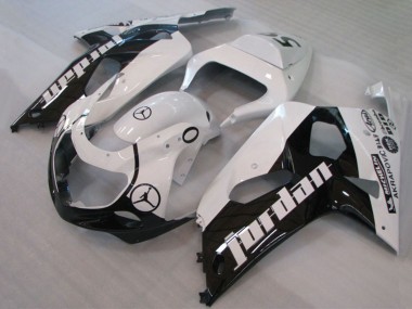 Custom 2001-2003 Suzuki GSXR 600 / GSXR 750 Motorcycle Fairings - White Glossy Black Jordan Michelin