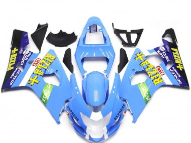 Custom 2004-2005 Suzuki GSXR 600 / GSXR 750 Motorcycle Fairings - Light Blue Green Yellow Rizla Style