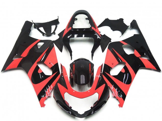 2001-2003 Suzuki GSXR 600 / GSXR 750 Motorcycle Fairings - Light Red Glossy Black OEM Style