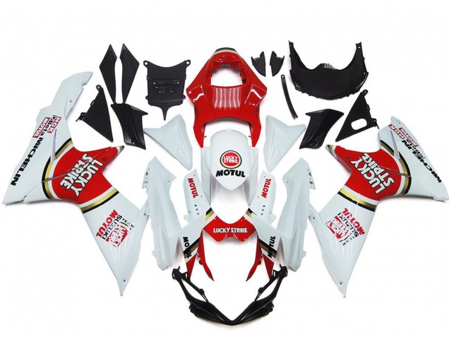 2011-2024 Suzuki GSXR 600 / GSXR 750 Motorcycle Fairings - White Red Motul Lucky Strike