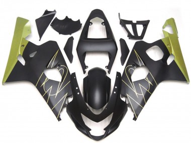 Custom 2004-2005 Suzuki GSXR 600 / GSXR 750 Motorcycle Fairings - Matte Black Gold Corona