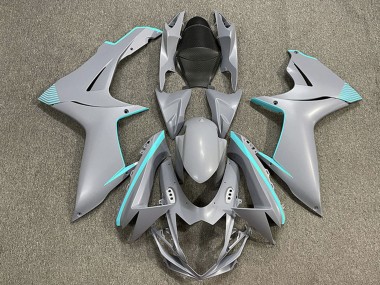 Custom 2011-2024 Suzuki GSXR 600 / GSXR 750 Motorcycle Fairings - Matte Nardo Grey Teal Accents