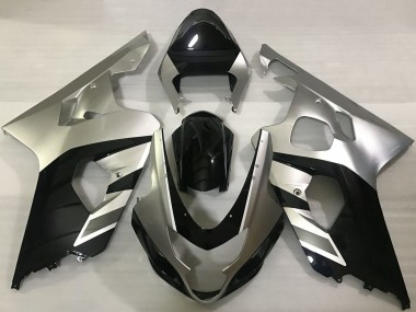 Custom 2004-2005 Suzuki GSXR 600 / GSXR 750 Motorcycle Fairings - Silver Black