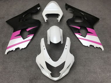 Custom 2004-2005 Suzuki GSXR 600 / GSXR 750 Motorcycle Fairings - White Pink Matte Black