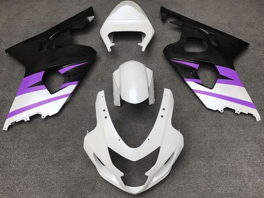 Custom 2004-2005 Suzuki GSXR 600 / GSXR 750 Motorcycle Fairings - White Purple Matte Black