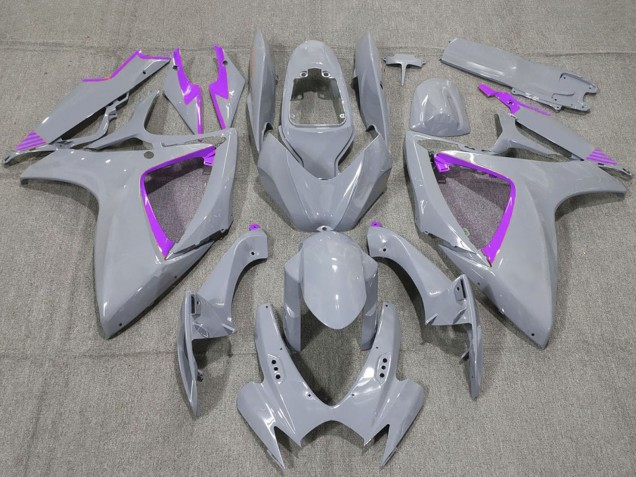 2006-2007 Suzuki GSXR 600 / GSXR 750 Motorcycle Fairings - Nardo Grey and Purple Trim